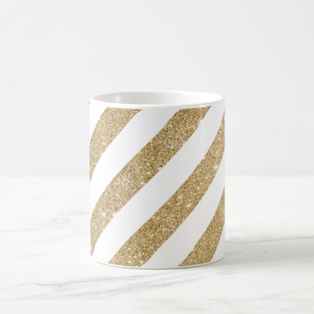 Tasse de café blanc fascinante de rayure de (Centre)