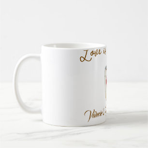 Tasse de café blanc Love is Brewing coeur mariage