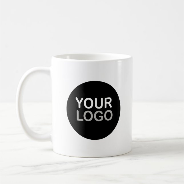 Tasse de café blanche avec logo d'entreprise (Gauche)