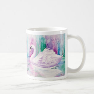 Tasse de café blanche de cygnes