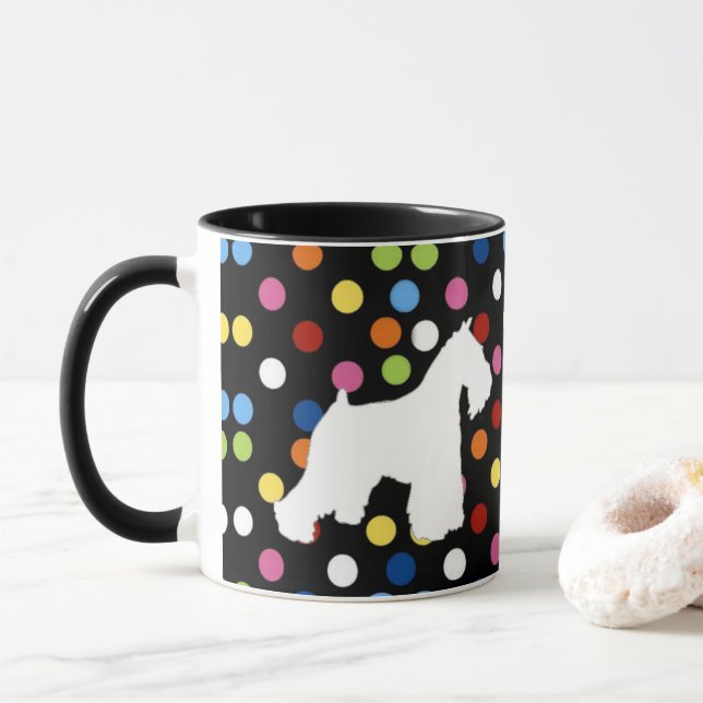 Tasse de café blanche de point de polka de (Avec donut)