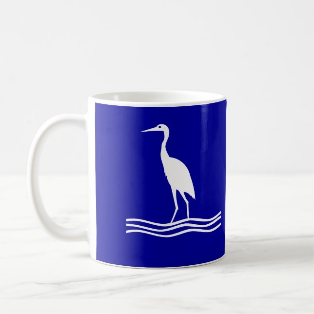 Tasse de café bleue d'oiseau blanc de héron (Gauche)