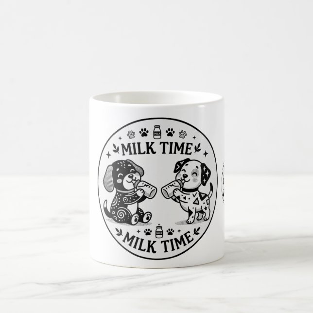 tasse de café BW pour l'heure du lait des chiots (Centre)