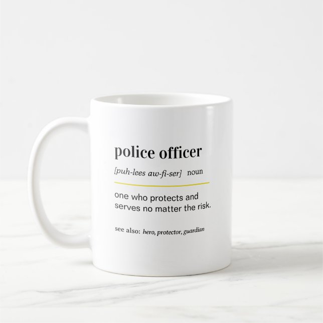 Tasse de café cadeau drôle d'agent de police (Gauche)