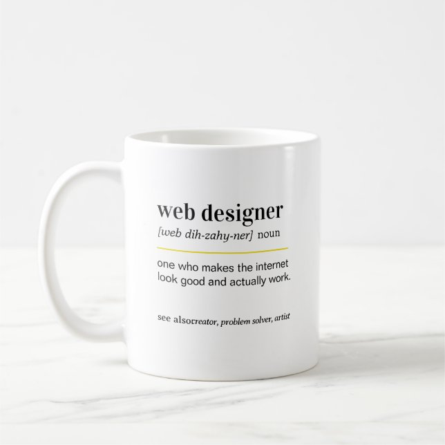 Tasse de café cadeau drôle pour concepteur web (Gauche)