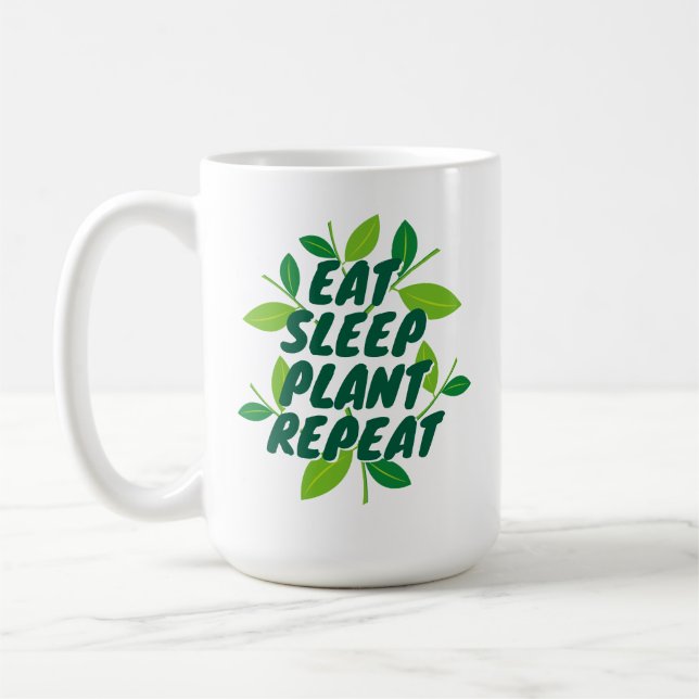 Tasse de café cadeau pour jardinier Eat Sleep Plan (Gauche)