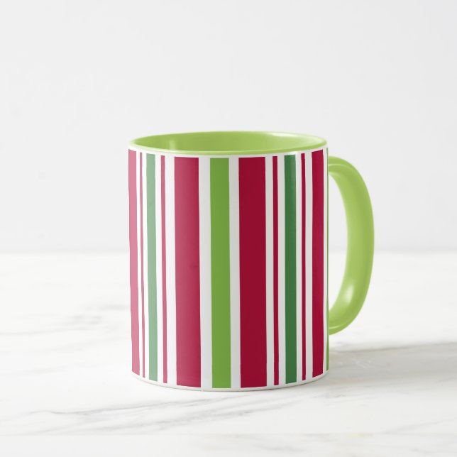 Tasse de café Cadeaux de Noël Rétro Rayures de Bon (Devant droit)