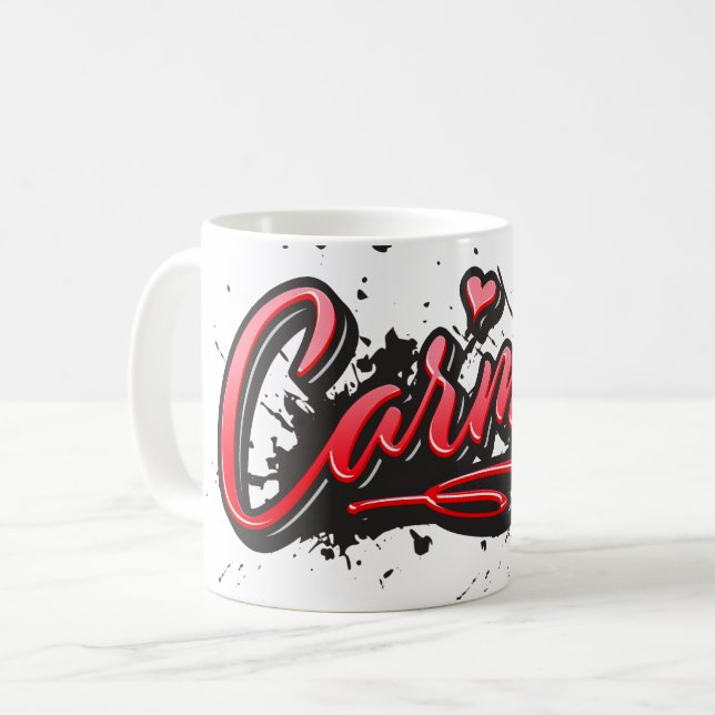 Tasse de café Carmen red Heart Graffiti (Devant gauche)