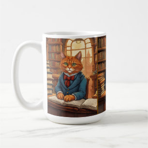 tasse de café chat de bibliothèque