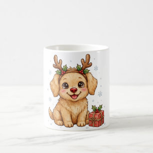 Tasse de café Chien Noël Renne Chiot