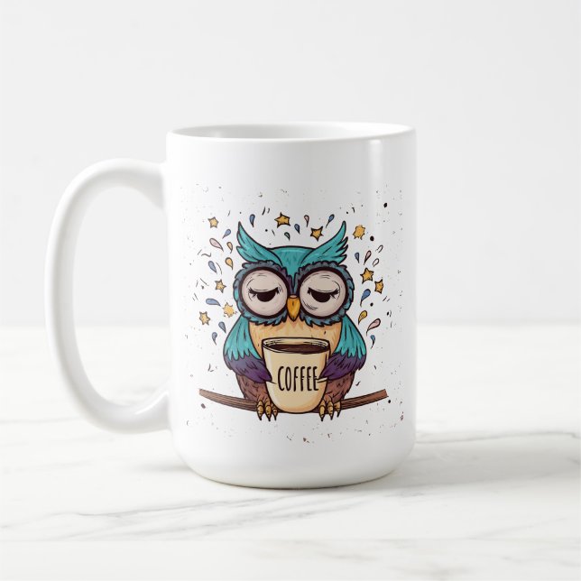 Tasse de café Chouette sage Cadeau (Gauche)