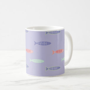Tasse de café côtière à motif de poissons colorés