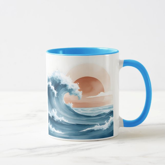 Tasse de café Côtière de la vague océanique au cou (Droite)