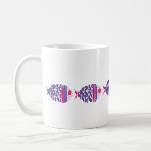 Tasse de café côtière préppy famille de poissons c