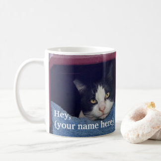 Tasse de café criarde gauchère customisée de chat