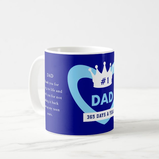Tasse de café Crowned Blue Fête des Pères (Devant gauche)