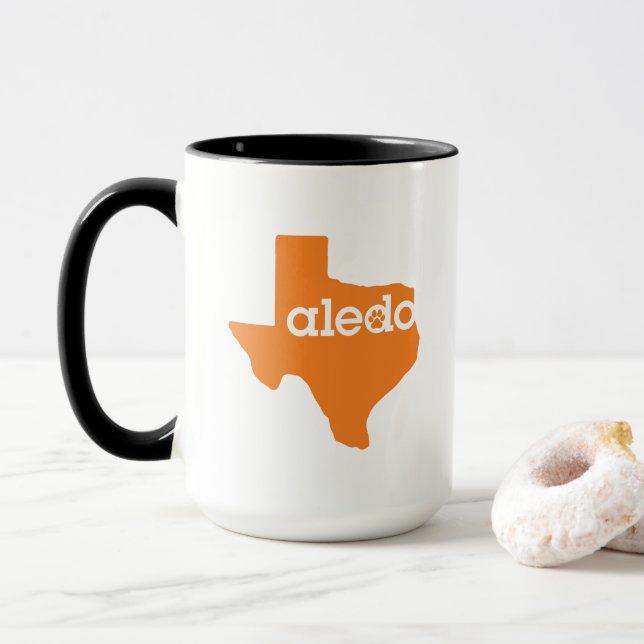 Tasse de café d'Aledo le Texas - orange et noire (Avec donut)