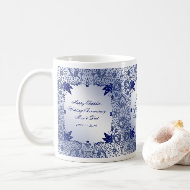 Tasse de café d'anniversaire de mariage de saphir (Avec donut)