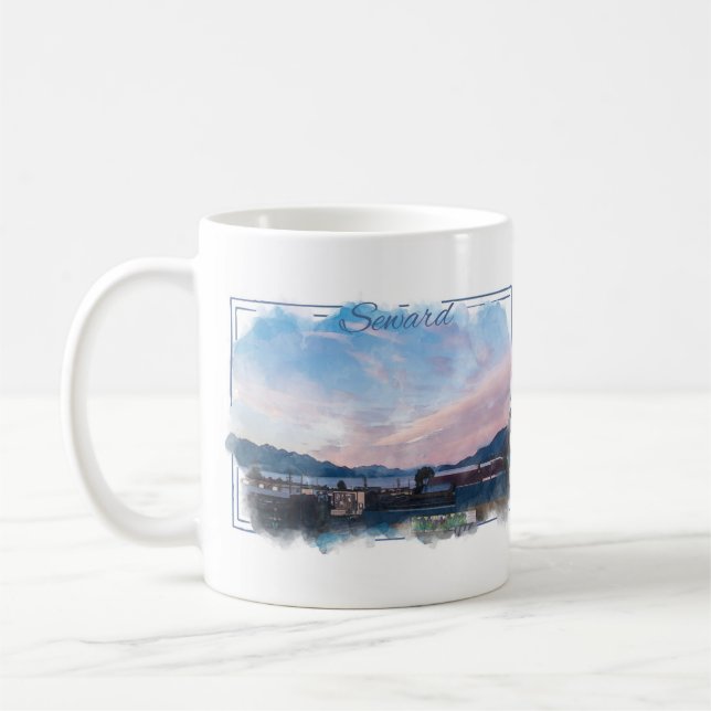 Tasse de café d'aquarelle de Seward Alaska (Gauche)