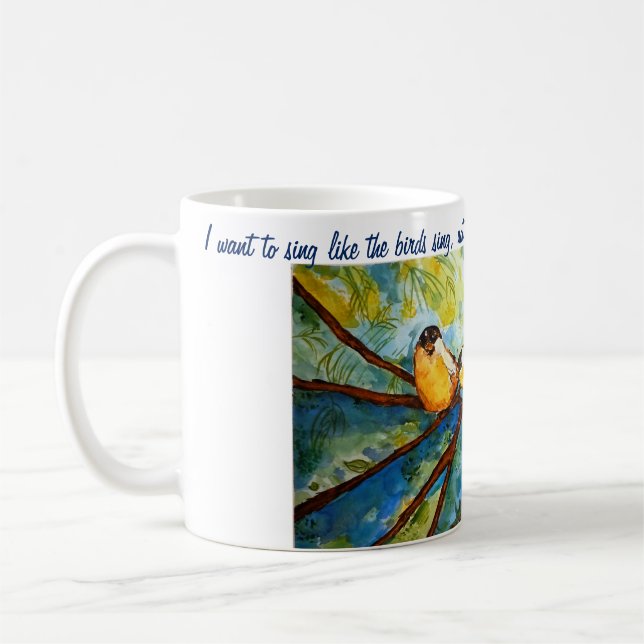 Tasse de café d'art d'aquarelle d'oiseaux de (Gauche)