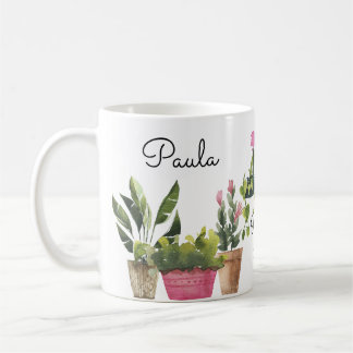 Tasse de café d'art d'usine d'aquarelle d'amant de