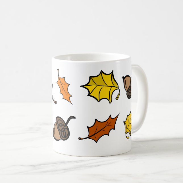 Tasse de café d'automne - Feuilles et glands (Devant droit)