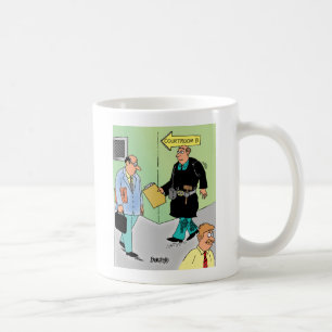 Tasse de café de bande dessinée de juge