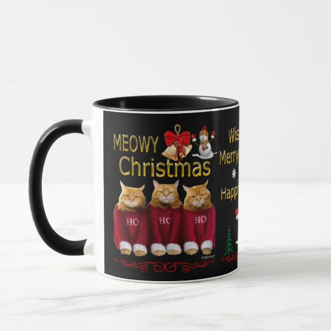 Tasse de café de bonne année de Noël de Meowy (Gauche)