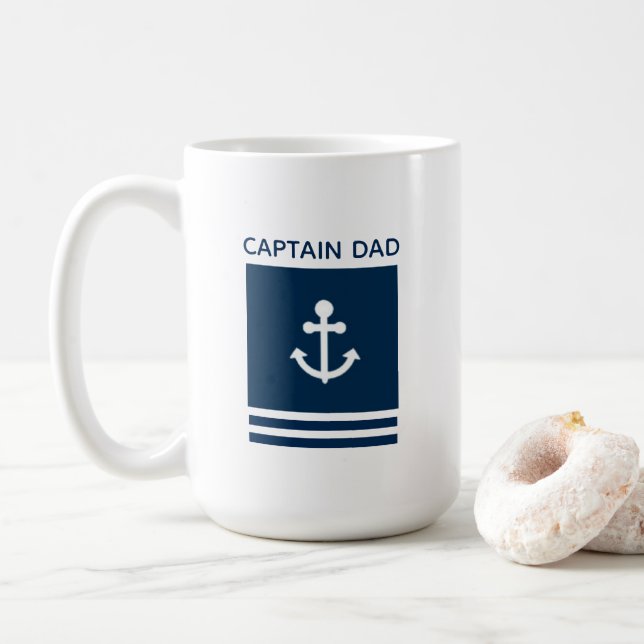 Tasse de café de capitaine Dad Anchor (Avec donut)