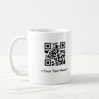 Tasse de café de code de QR avec le texte Editable