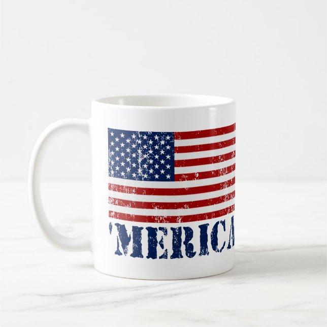 Tasse de café de drapeau de MERICA USA de cru ' (Gauche)