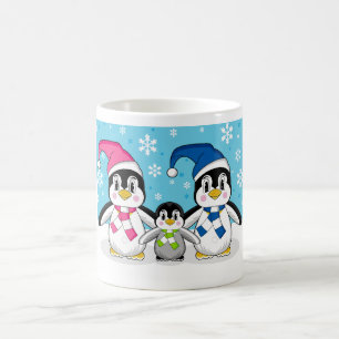 Tasse de café de famille de pingouin