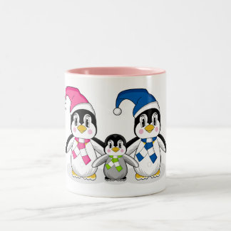 Tasse de café de famille de pingouin