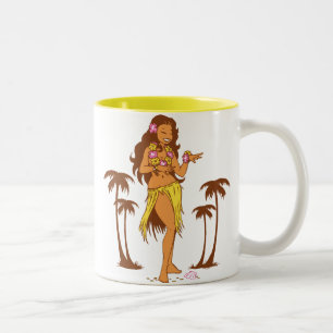 Tasse de café de fille de danse polynésienne