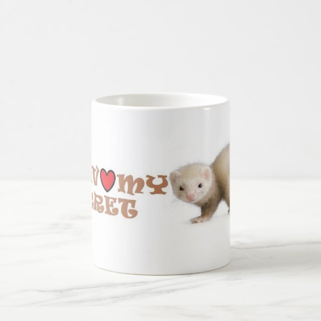 Tasse de café de furet "j'aime mon furet " (Centre)