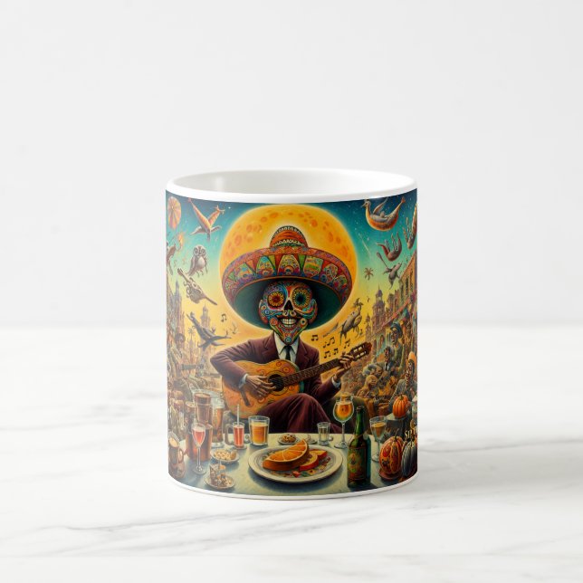 Tasse de café de guitariste squelette de Fiesta su (Centre)