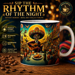 Tasse de café de guitariste squelette de Fiesta su
