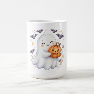 Tasse de café de Halloween avec un fantôme mignon
