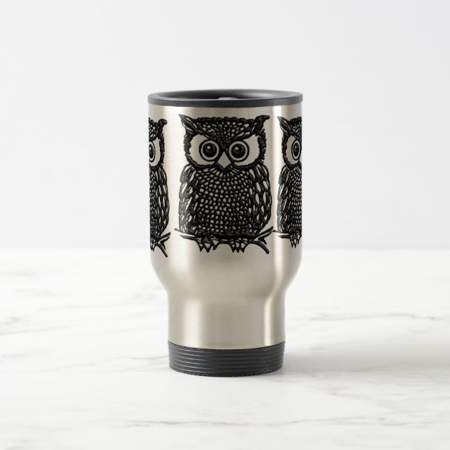 Tasse de café de hibou, tasse de voyage ou tasses (Centre)