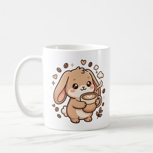 Tasse de café de lapin mignon Latte Cœur (Gauche)