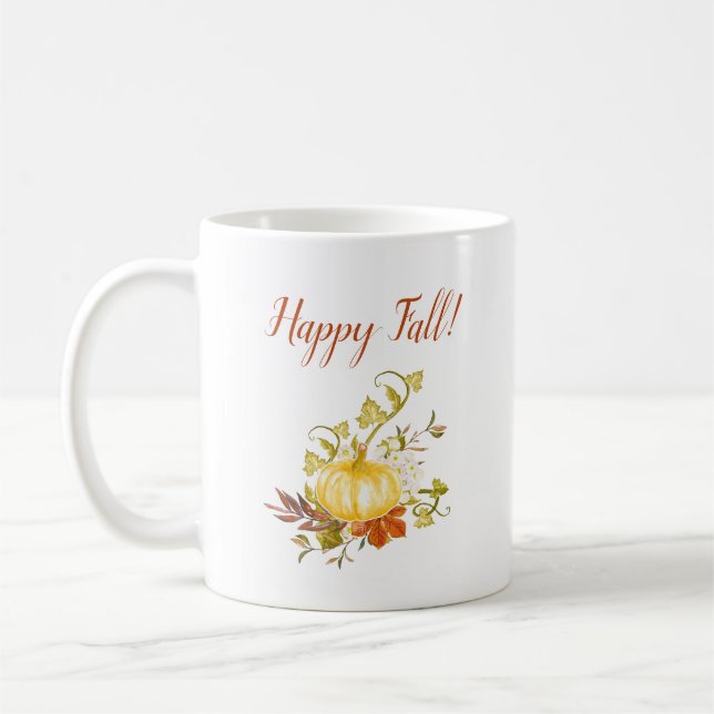 Tasse de café de l'automne heureux Mug Citrouille  (Gauche)