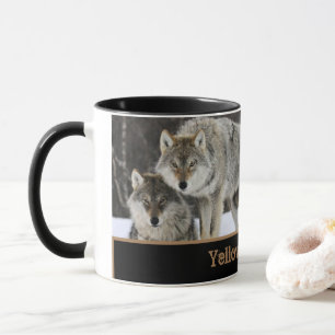 Tasse de café de loups de Yellowstone à deux tons
