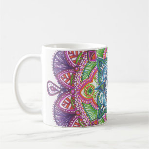Tasse de café de mandala d'arc-en-ciel