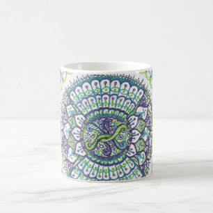 Tasse de café de mandala de paon