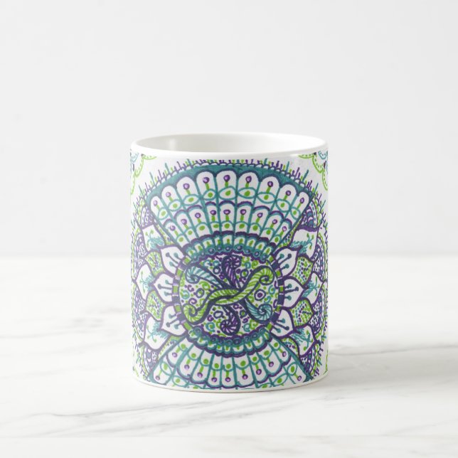 Tasse de café de mandala de paon (Centre)