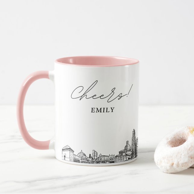 Tasse de café de mariage personnalisée à Pittsburg (Avec donut)