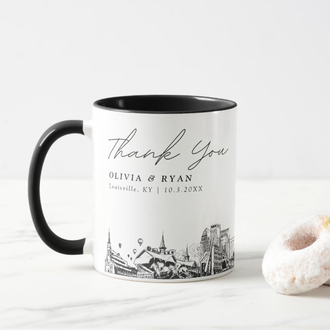 Tasse de café de mariage personnalisée simple croq (Avec donut)