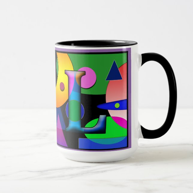 Tasse de café de monogramme de "AL" 15 onces (Droite)