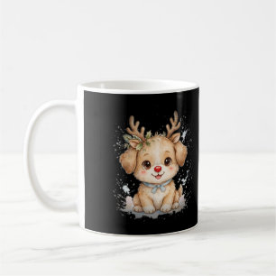 Tasse de café de Noël au nez rouge de chiot renne