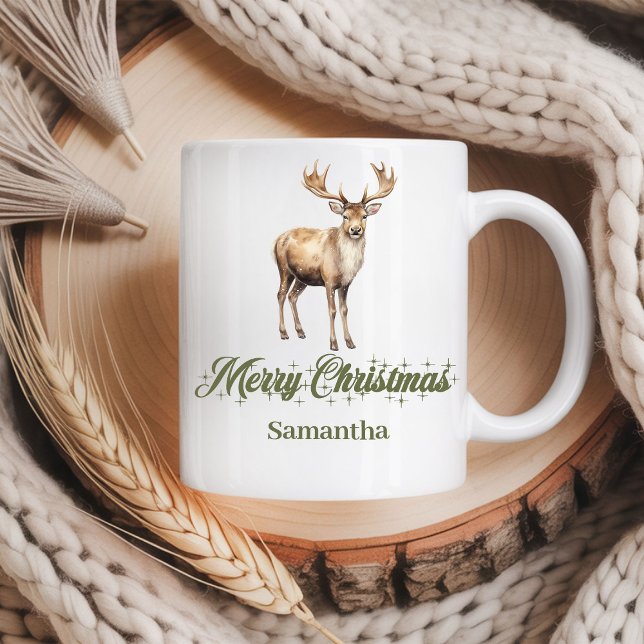 Tasse de café de Noël aux couleurs terreuses perso (Personalized Earthy Christmas Coffee Mug)